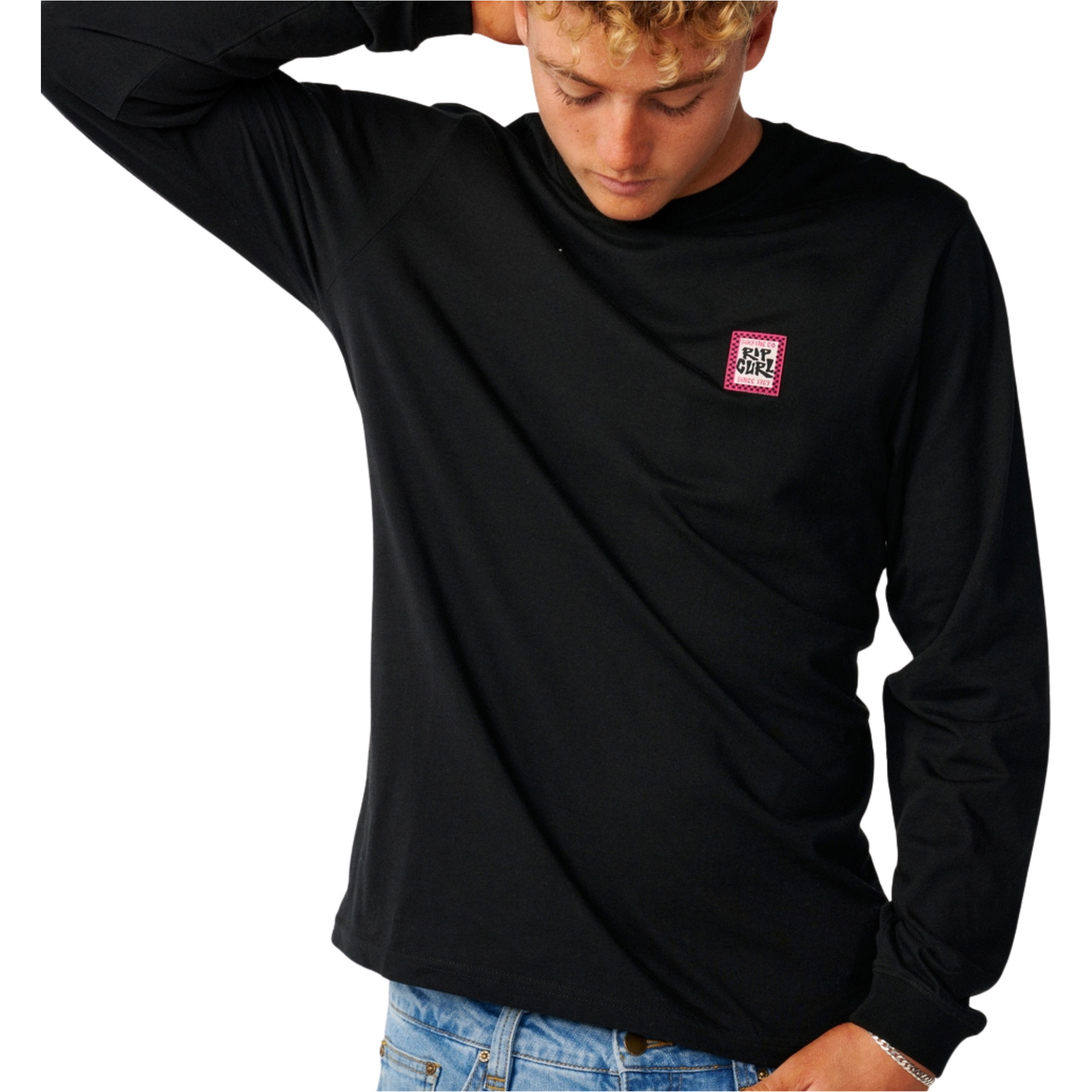2026 Rip Curl Mens Streamline Badge Long Sleeve T-Shirt 13UMTE - Black